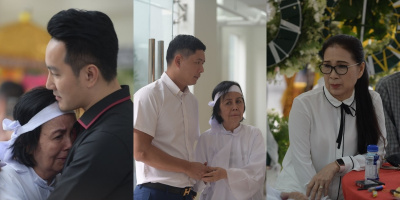 Dàn sao Việt động viên, an ủi vợ NSƯT Chánh Tín trong tang lễ