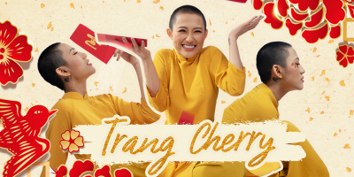 Trang Cherry lần đầu để đầu trọc, tạo hình với áo dài bên mâm ngũ quả