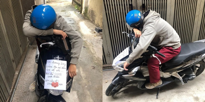Ông anh cẩn thận điền thông tin liên hệ nhờ “ship tận nhà” khi say
