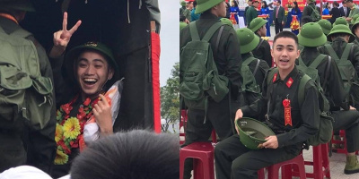 Hình ảnh tân binh cười tươi như hoa trong ngày nhập ngũ