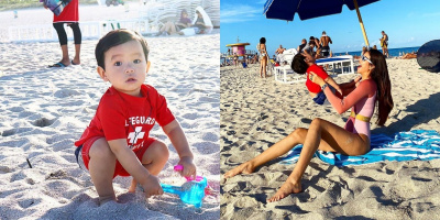 Phạm Hương khoe khoảnh khắc con trai cưng chơi đùa trước bãi biển ở Mỹ