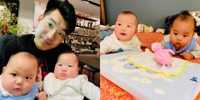 Trương Nam Thành khoe hai "cục vàng" sinh đôi vừa tròn 6 tháng tuổi