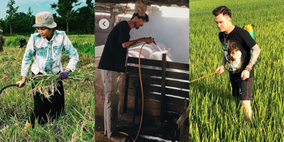 Sao Việt khi về quê: Đen Vâu tắm lợn, H'Hen Niê cắt lúa, hốt phân bò