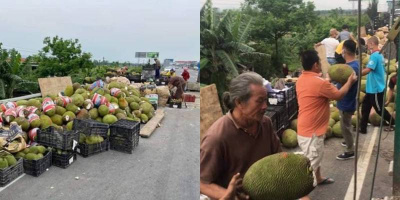 Hàng chục người dân Quảng Bình gom từng thùng mít giúp tài xế gặp nạn