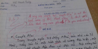 Nam sinh viết tiếng Anh vào bài kiểm tra Ngữ Văn bị cô giáo "phản đòn"