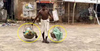 Không được trả tiền công, người đàn ông Ấn Độ gánh 2 con đi bộ về quê