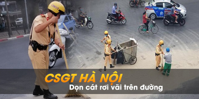 CSGT dọn cát rơi trên đường, người dân cảm động tặng khẩu trang