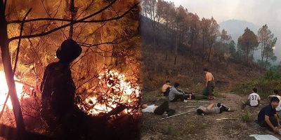 CĐM xúc động hình ảnh các chiến sĩ mệt lả vì suốt đêm dập cháy rừng