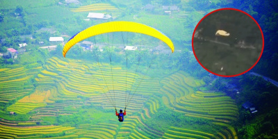Nam phi công người Nga rơi tự do khi chơi dù lượn tại Yên Bái