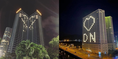 Đà Nẵng: Nhiều khách sạn thắp sáng thông điệp cổ vũ chống dịch