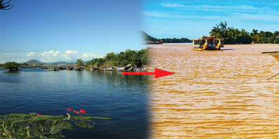 Nước sông Hương ở Huế bỗng đổi màu vàng, đỏ ngầu đục