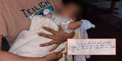 Xót xa bé sơ sinh gần 4kg bị bỏ rơi kèm lá thư nhờ người dân chăm sóc