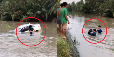 Thấy xe ô tô chìm nghỉm dưới sông, nam thanh niên nhảy xuống ứng cứu