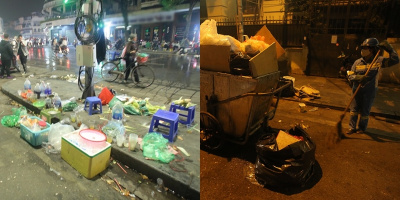 Hà Nội ngập rác sau đêm Noel, công nhân vệ sinh phải làm việc tới sáng