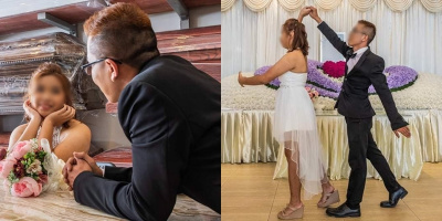 Bộ ảnh cưới chụp bên quan tài của cặp đôi khiến dân tình phải "sợ hãi"