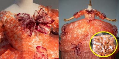Chiếc váy "đẹp đến mê mẩn" được sáng tạo từ 4.000 vỏ bánh nilon