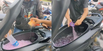 Tranh cãi nhóm thanh niên pha đồ uống trong cốp xe máy