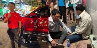Hiện trường xe ô tô húc văng hai tên trộm xe máy tại Vũng Tàu