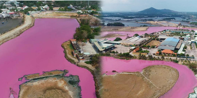 Xuất hiện hồ nước màu hồng, có mùi hôi khó chịu tại Bà Rịa - Vũng Tàu
