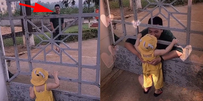 Xúc động cảnh con đứng hôn bố ngoài cánh cổng vì không được vào thăm