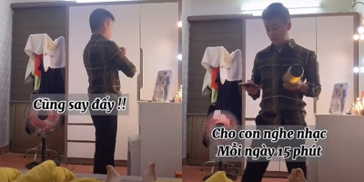 Ông bố đi nhậu về sớm cho con nghe nhạc thai giáo và kết "cười xỉu"