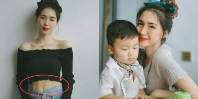 Hòa Minzy lần đầu khoe các vết rạn sau sinh con trai đầu lòng