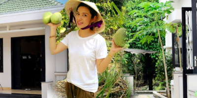 Việt Trinh khiến dân tình ngưỡng mộ khi khoe vườn rộng rãi dưới quê