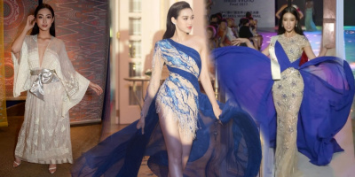 Màn catwalk của Hoa hậu Việt trong phần thi Top Model của Miss World