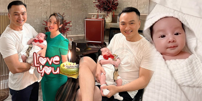 Vợ chồng diễn viên Chi Bảo kỉ niệm đầy tháng con trai đầu lòng