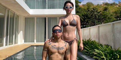 Vợ chồng Tóc Tiên - Touliver khoe body nóng bỏng ở hồ bơi