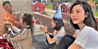 Bạn gái tới nơi an nghỉ tổ chức sinh nhật cho Nam OK