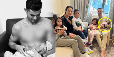 Ronaldo lần đầu khoe cận mặt con gái: Bé ngủ ngoan trong vòng tay bố