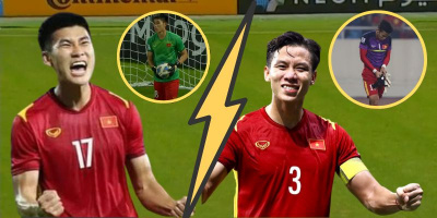 Thiếu người, tiền đạo Nhâm Mạnh Dũng trở thành thủ môn "bất đắc dĩ"