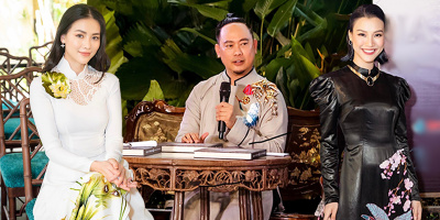 Dàn Hậu đẹp nền nã khi xúng xính áo dài tại show thời trang thuần Việt