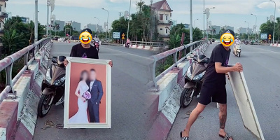 Tranh cãi thanh niên vứt ảnh cưới xuống cầu câu view