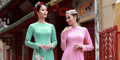 Hương Ly, Hoàng Phương nền nã trong áo dài của NTK Võ Việt Chung