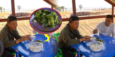 Bữa trưa đạm bạc chỉ toàn rau của Quang Linh: Ăn vội để kịp làm việc