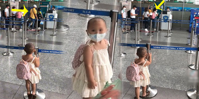 Xúc động cảnh con gái nhỏ tiễn bố đi xuất khẩu lao động ở sân bay