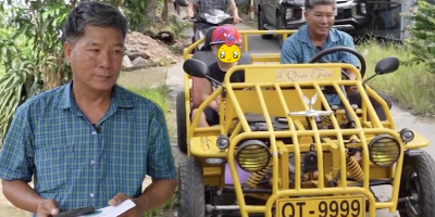 Ông ngoại chịu chơi, bẻ sắt làm ô tô "vàng 9999" cho cháu trai
