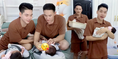 Hà Trí Quang - Thanh Đoàn đưa 2 con ra đời ở Thái trở về Việt Nam