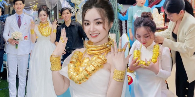 Cô dâu đeo của hồi môn "trĩu cổ": Hạnh phúc vì được yêu thương
