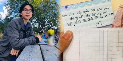Chàng trai cảm động trước món quà sinh nhật kèm thư tay của cháu gái
