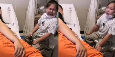 Đi thăm bố nằm viện con gái bật khóc nức nở, bố phải gượng dậy dỗ dành