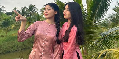 2 con gái Quyền Linh lần đầu diện áo bà ba khoe nhan sắc trong veo