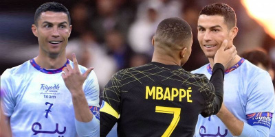 Ronaldo bị phạm lỗi mặt sưng, Mbappe liền đến "vuốt má" hỏi thăm idol