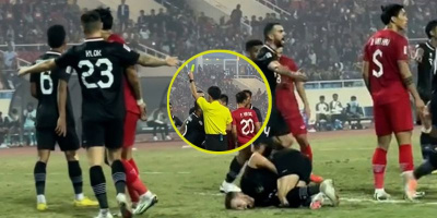 Cầu thủ Indonesia tự ngã để "bẫy" Văn Hậu bị trọng tài phát hiện ra