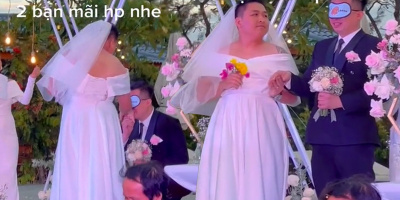 Người đàn ông hóa trang thành cô dâu trong đám cưới của bạn thân