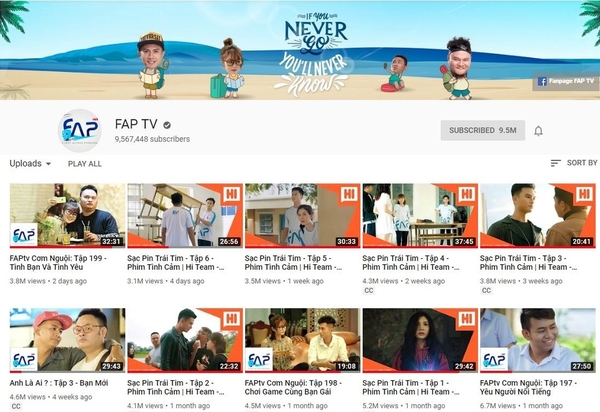 FAP TV, POPS Kids, NTN Vlogs,... là những kênh YouTube VN có lượt subscriber cao nhất năm 2019