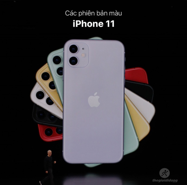  
iPhone 11 sẽ có đến 6 màu sắc đa dạng: Trắng, Đen, Đỏ, Tím, Vàng và Xanh Lá.