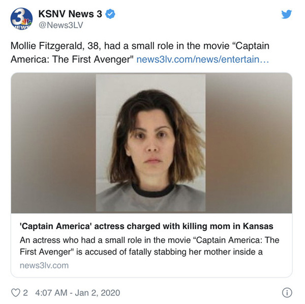 SỐC: Nữ minh tinh Captain America bị bắt khẩn cấp vì đâm chết mẹ ruột, liệt vào diện tội phạm giết người cấp độ 2 - Ảnh 1.